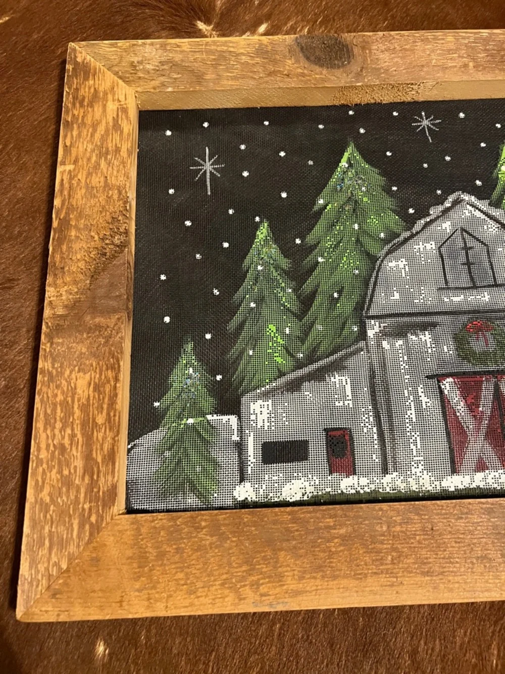 Hand-Painted Holiday Barn Wall Art - Green & Gray - Picture 4 of 16